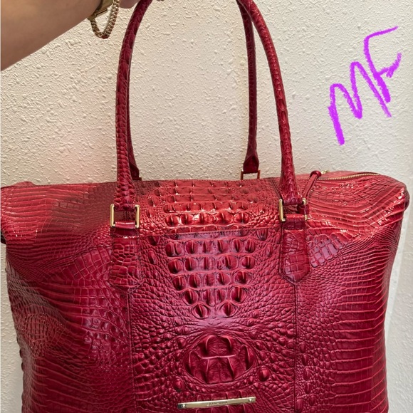 NWT Brahmin Weekender in Merlot Elegant Red Crocodile-Embossed Tote Bag - Picture 5 of 10
